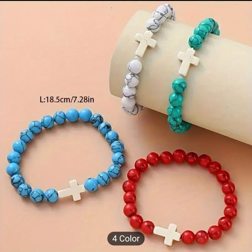 Cross green stone bracelet - Picture 3 of 8